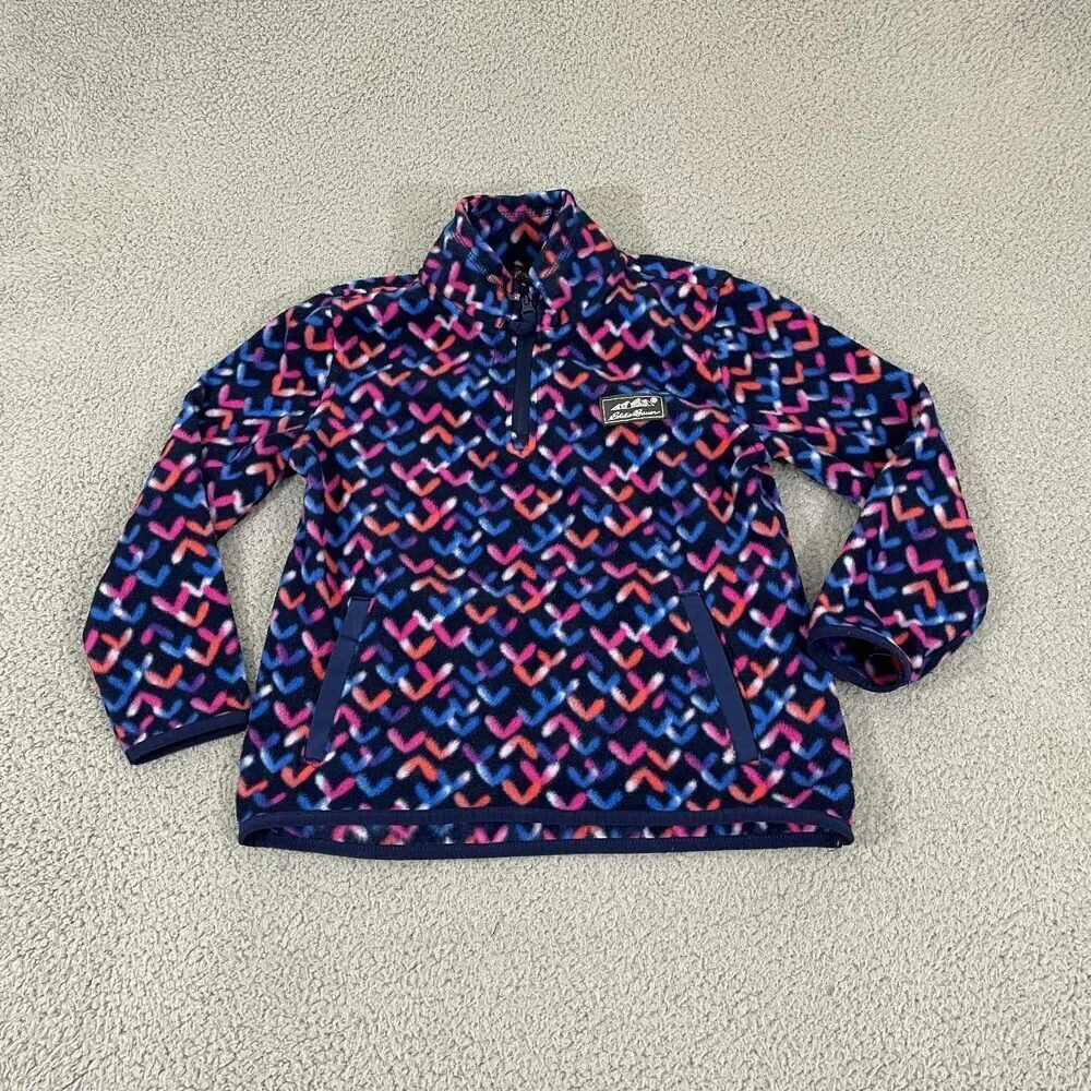 Eddie Bauer 1/4 Zip Fleece Girls S(7/8)‎ Blue Pullover Sweashirt